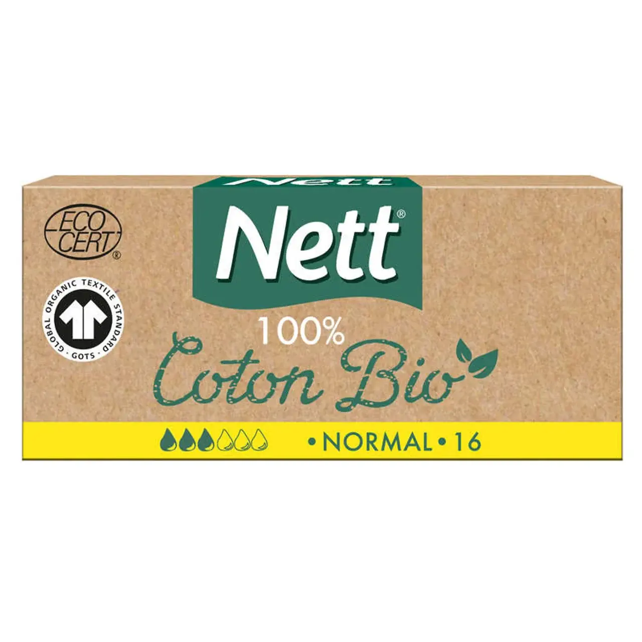 Nett Tampons sans applicateur normal bio 100 % coton x16