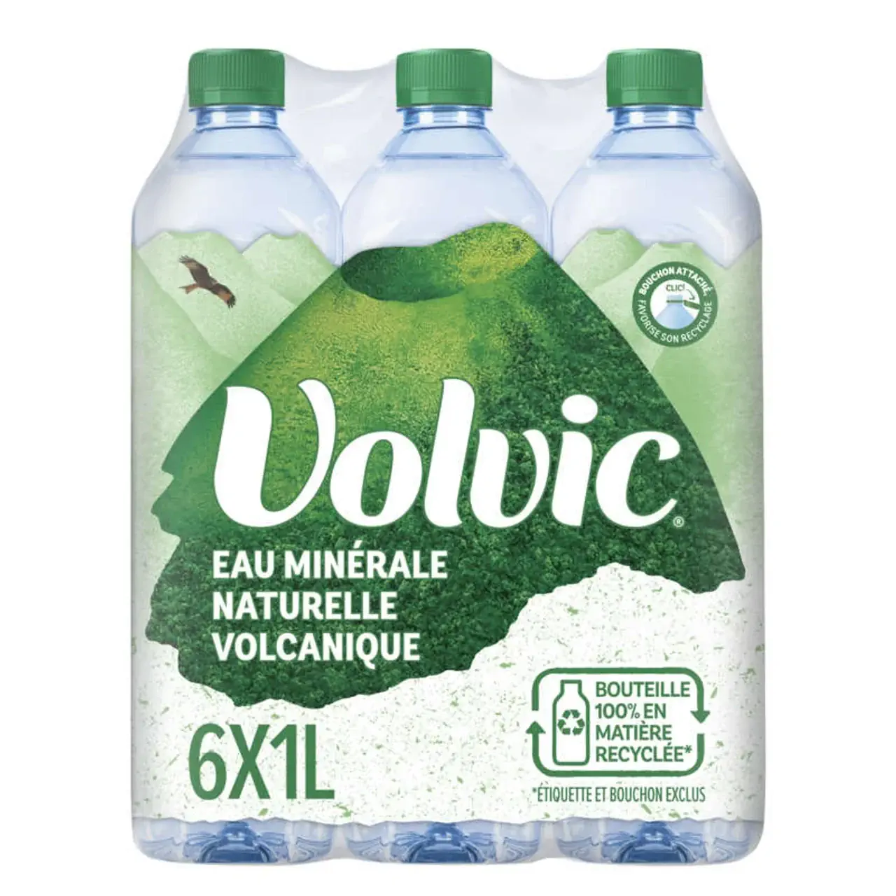 Pack de 6 bouteilles de Volvic® eau minérale naturelle 1 L